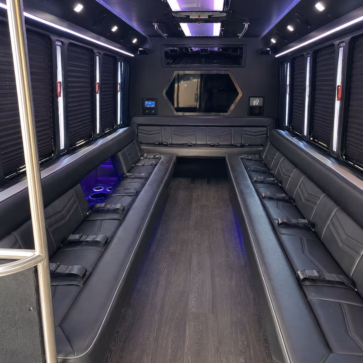 woodland 18 passenger party bus interior