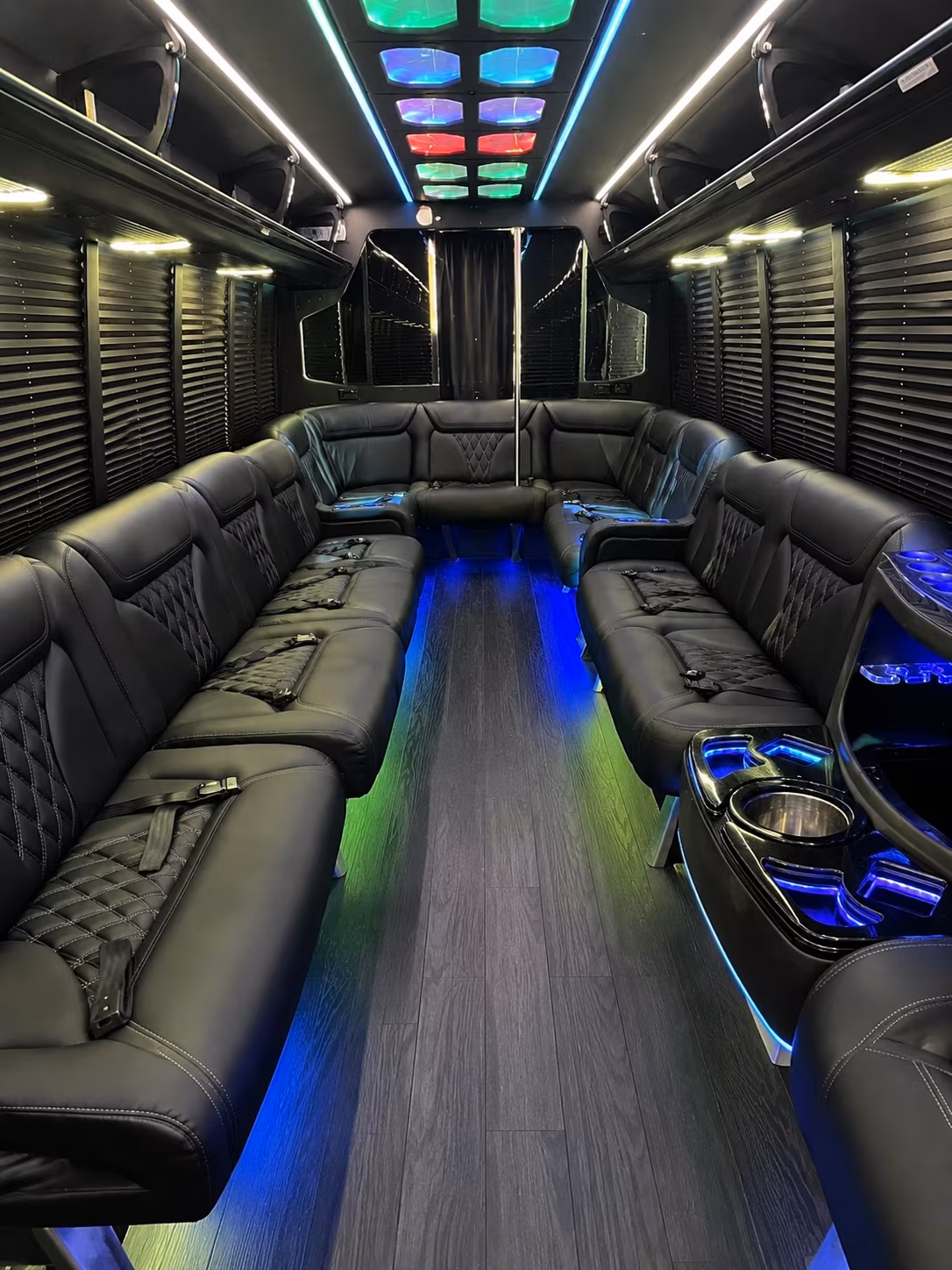 woodland 20 passenger party bus interior
