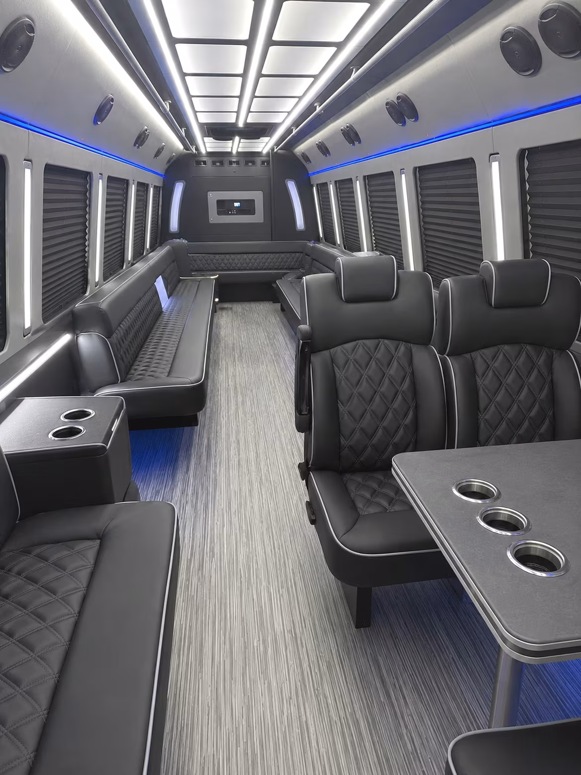 woodland 25 passenger party bus inside