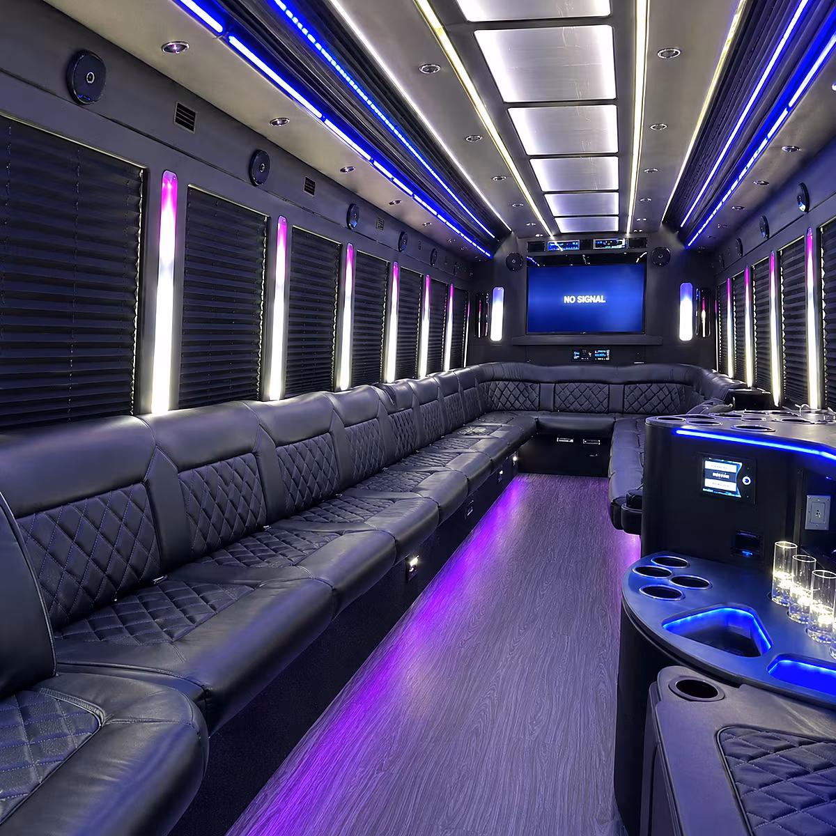 woodland 30 passenger party bus inside