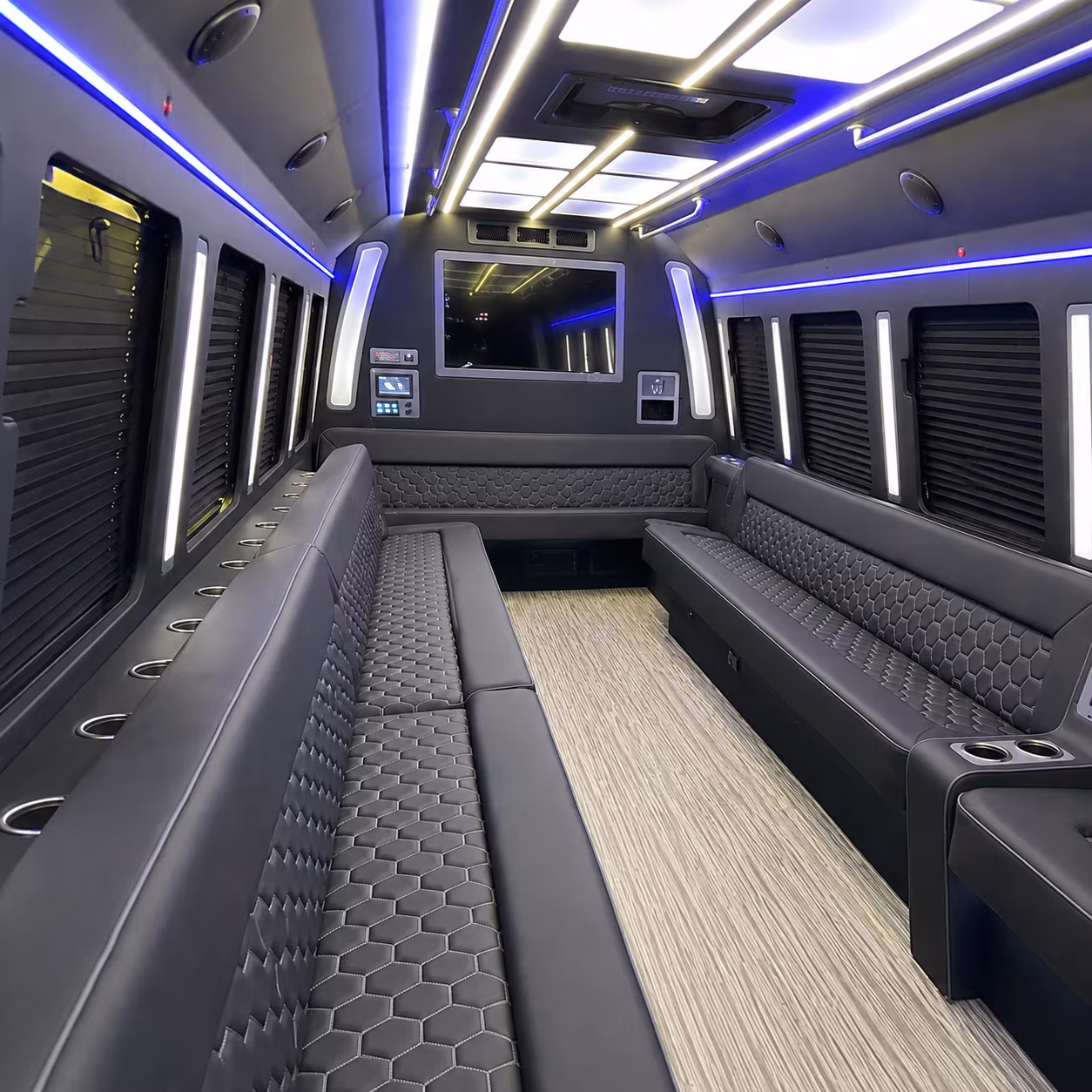 woodland 40 passenger party bus inside
