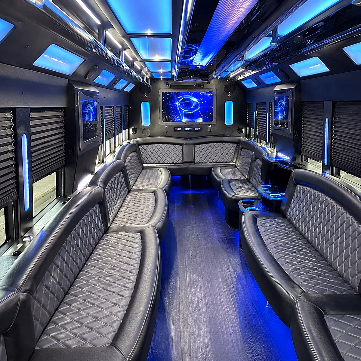 woodland 50 passenger party bus interior