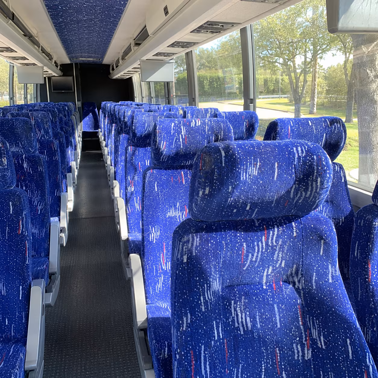 woodland 56 passenger charter bus inside