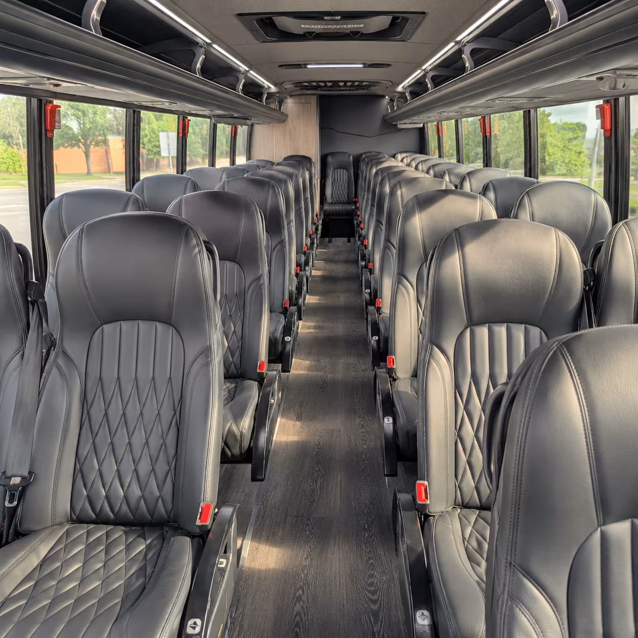 woodland wedding transportation onboard seating